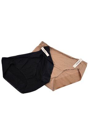 Soma Hipster Panties Set of 2 Vanishing Edge Cotton Size XL Black & Warm Amber